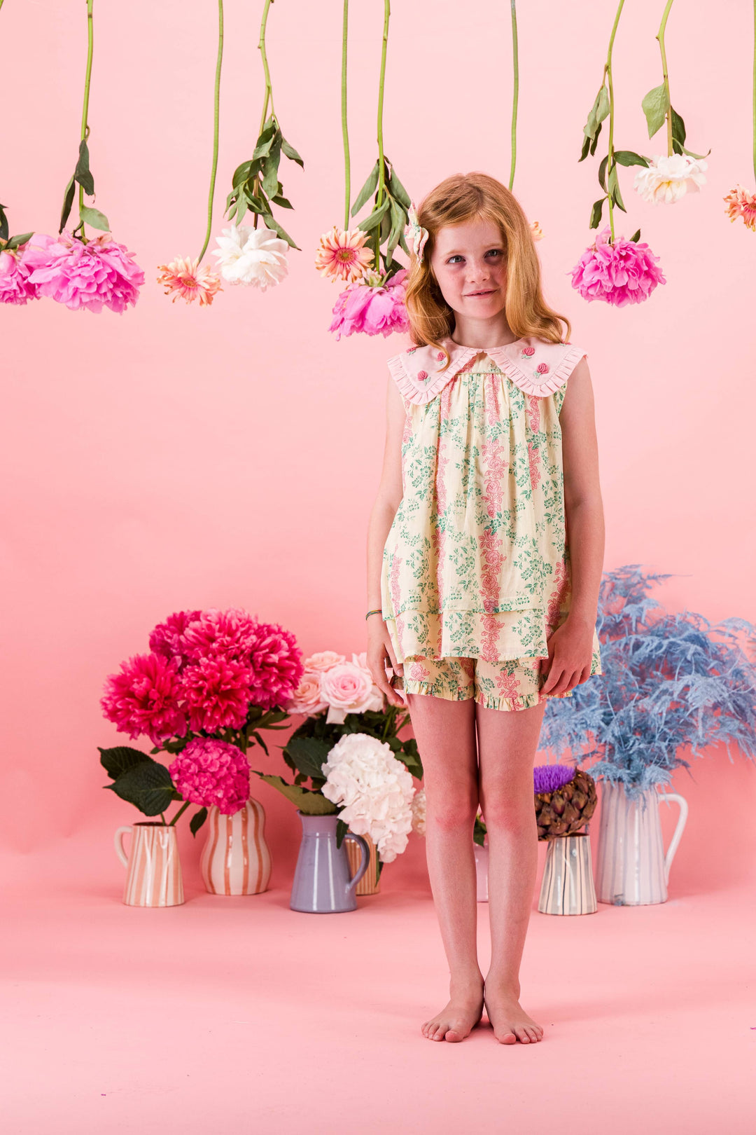 [Bachaa] Mellow Yellow Blouse & Short Set - Arabesque print