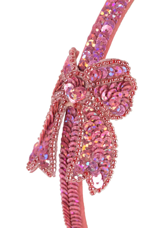 [Konges Slojd]Sequin Bow Hair Brace - Rapture Rose