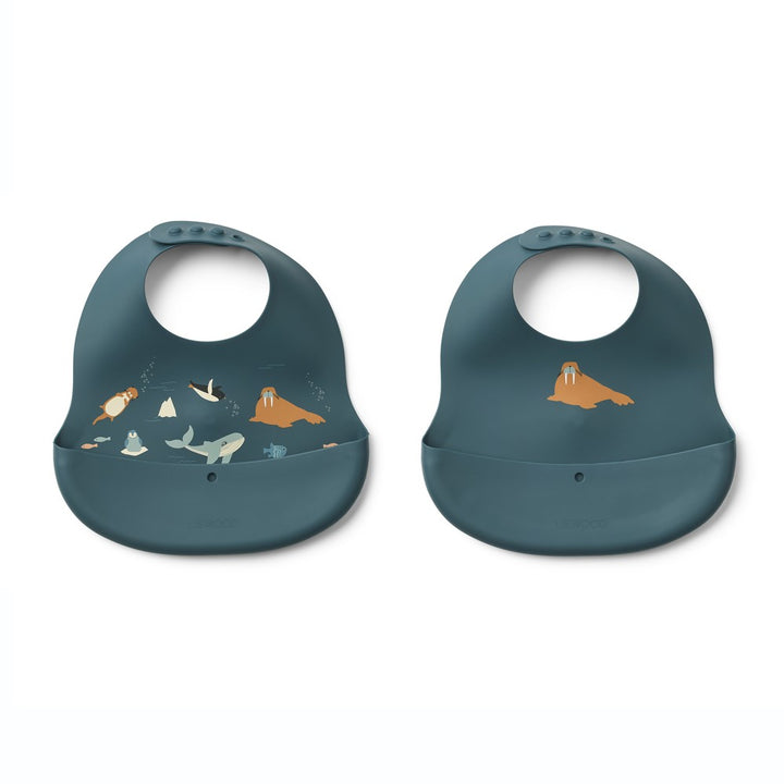 [Liewood] Ember Printed Bib 2-Pack - Arctic Sea/Ocean View