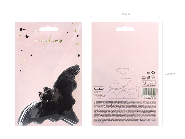 [PartyDeco]Napkins - Bat, 16x9cm