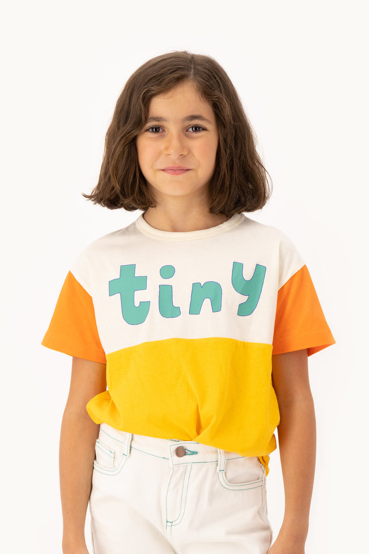 [TINYCOTTONS] Tiny Color Block Tee - Light Cream / Orange