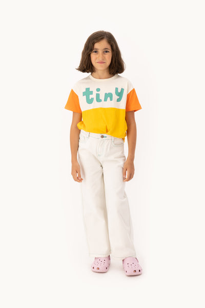 [TINYCOTTONS] Tiny Color Block Tee - Light Cream / Orange