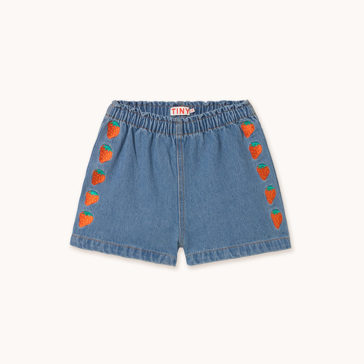 [2월말출고][TINYCOTTONS] Strawberries Woven Short - Light Blue Denim