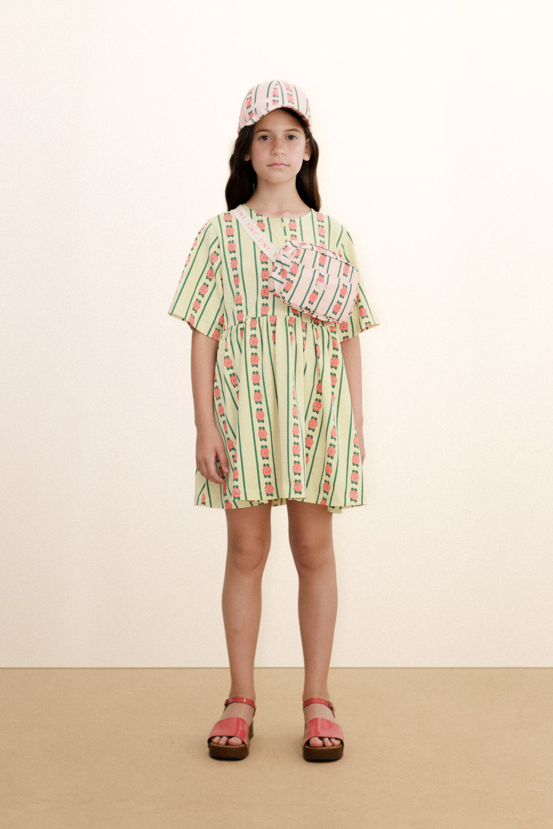 [TINYCOTTONS] Rose Pattern Dress - Dusty Yellow