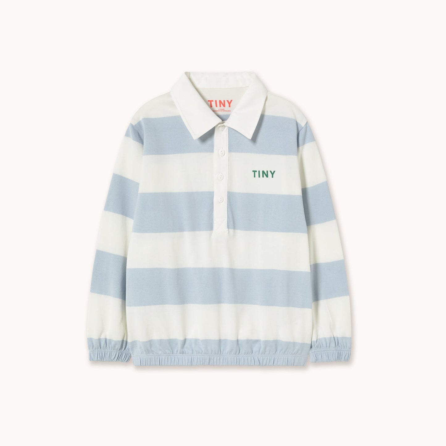 [TINYCOTTONS] Stripes Knit Polo Sleeve Tee - Washed Blue