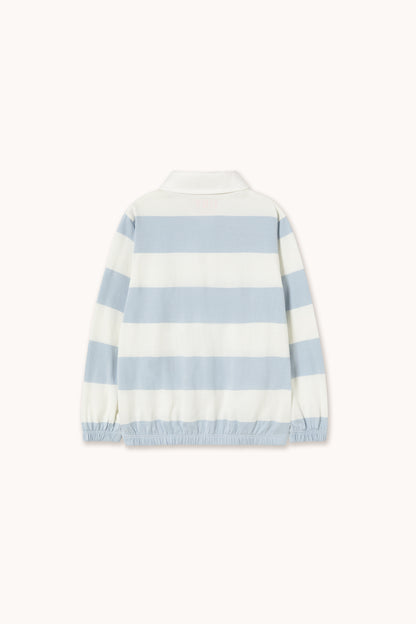[TINYCOTTONS] Stripes Knit Polo Sleeve Tee - Washed Blue