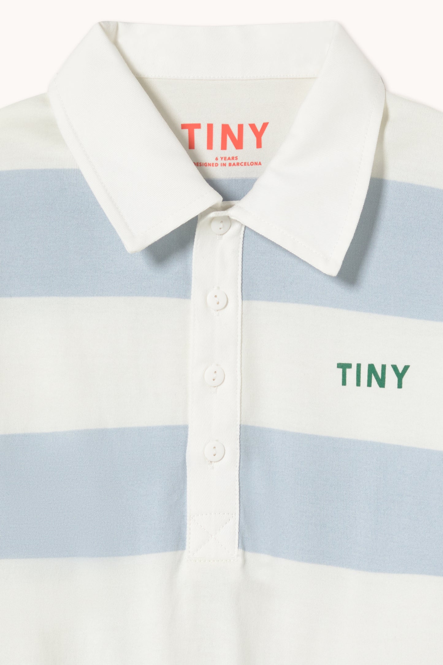 [TINYCOTTONS] Stripes Knit Polo Sleeve Tee - Washed Blue