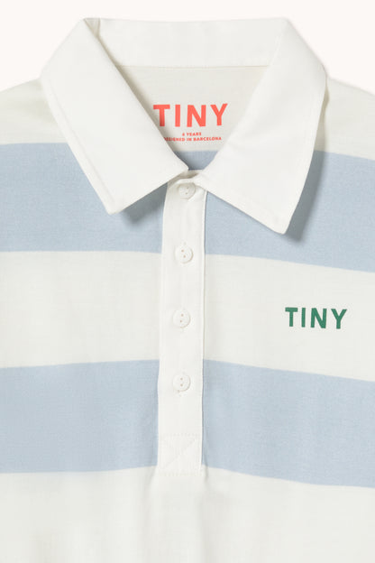 [TINYCOTTONS] Stripes Knit Polo Sleeve Tee - Washed Blue