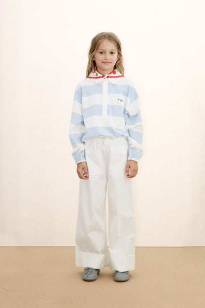 [TINYCOTTONS] Stripes Knit Polo Sleeve Tee - Washed Blue