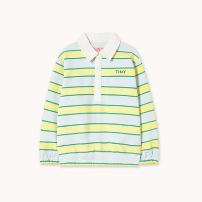 [TINYCOTTONS] Retro Stripes Polo Sweatshirt - Iceblue