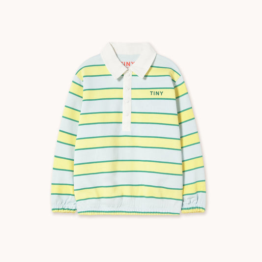 [TINYCOTTONS] Retro Stripes Polo Sweatshirt - Iceblue