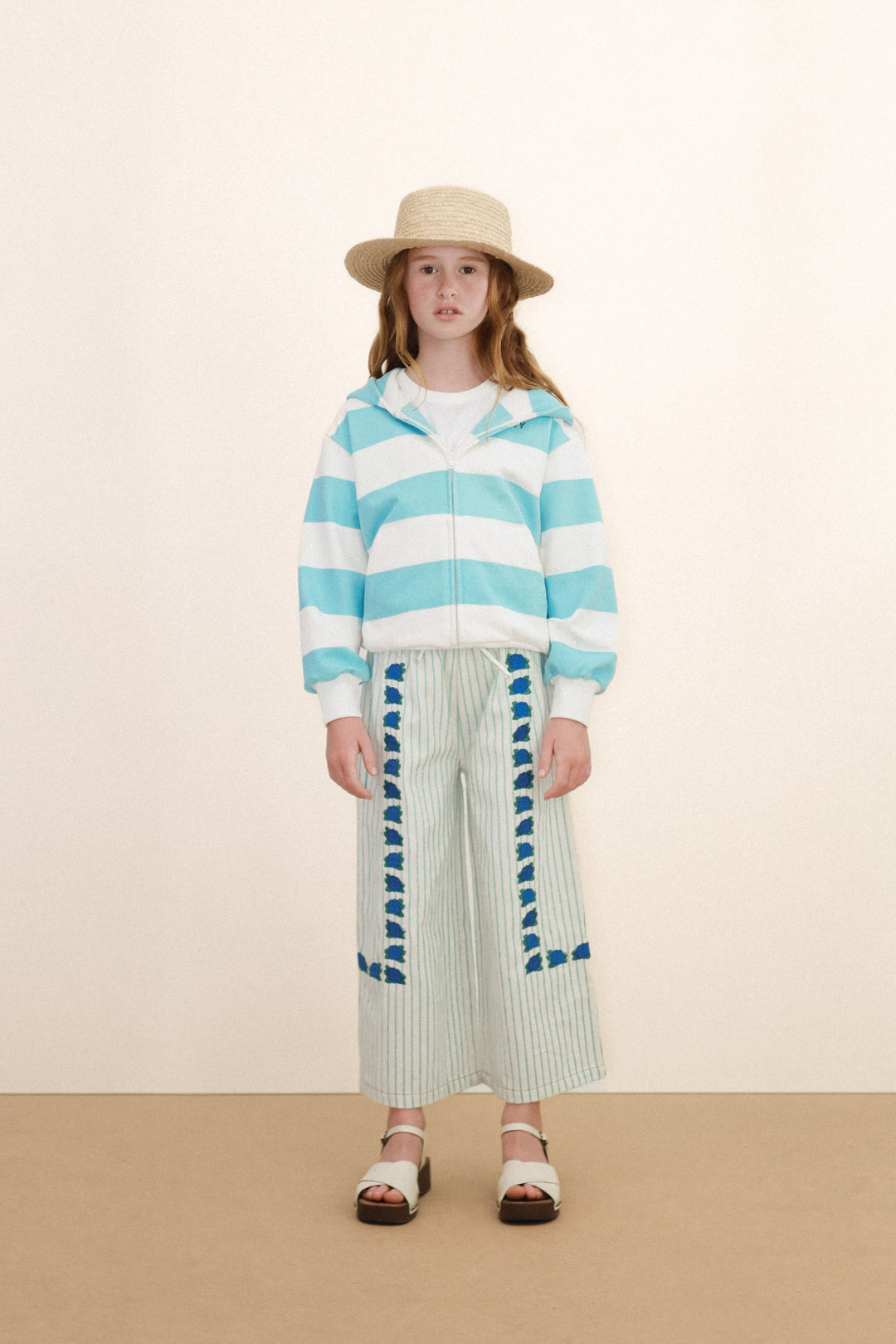 [TINYCOTTONS] Cyan Stripes Hoodie - Light Cyan