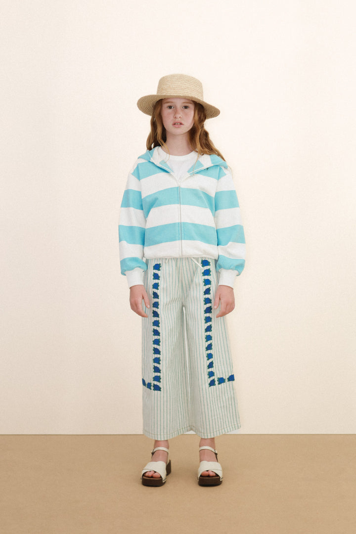 [TINYCOTTONS] Cyan Stripes Hoodie - Light Cyan