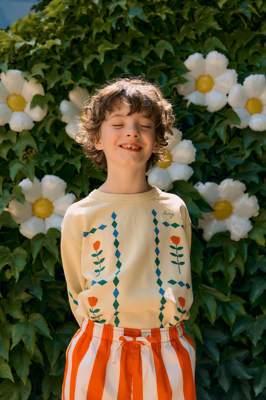 [TINYCOTTONS] Stripes Twill Shorts - Summer Red