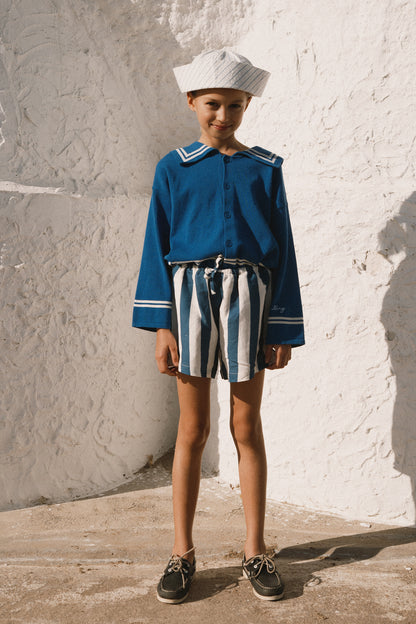 [TINYCOTTONS] Light Navy Striped Shorts - Light Navy