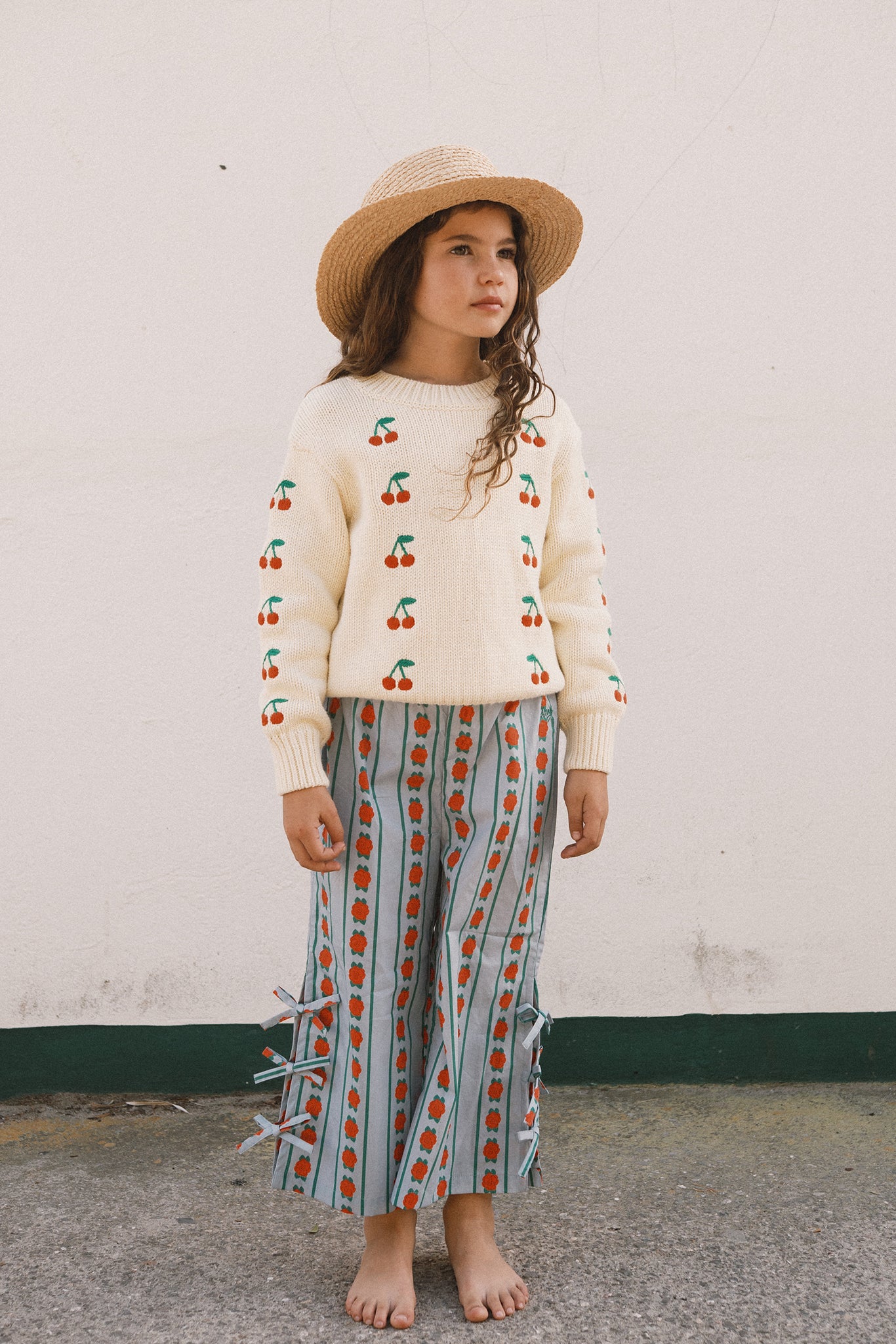 [TINYCOTTONS]Rose Pattern Pant - Washed Blue