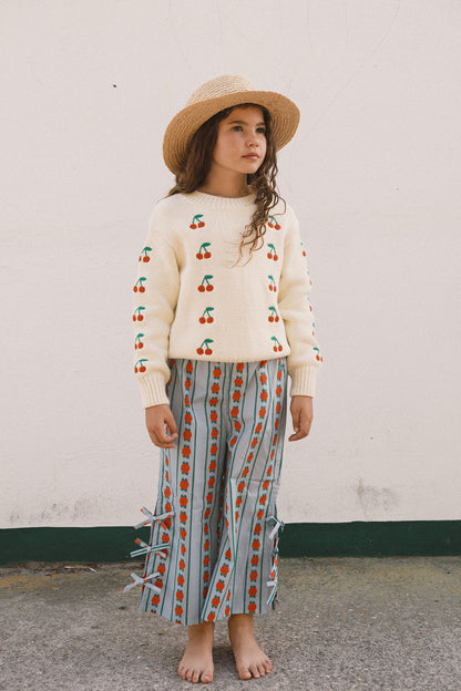 [TINYCOTTONS]Rose Pattern Pant - Washed Blue