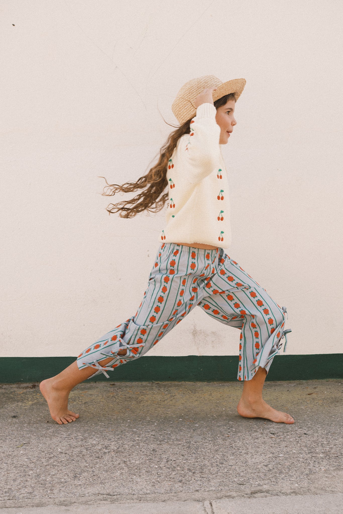 [TINYCOTTONS]Rose Pattern Pant - Washed Blue