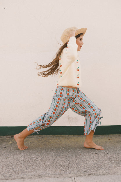 [TINYCOTTONS]Rose Pattern Pant - Washed Blue
