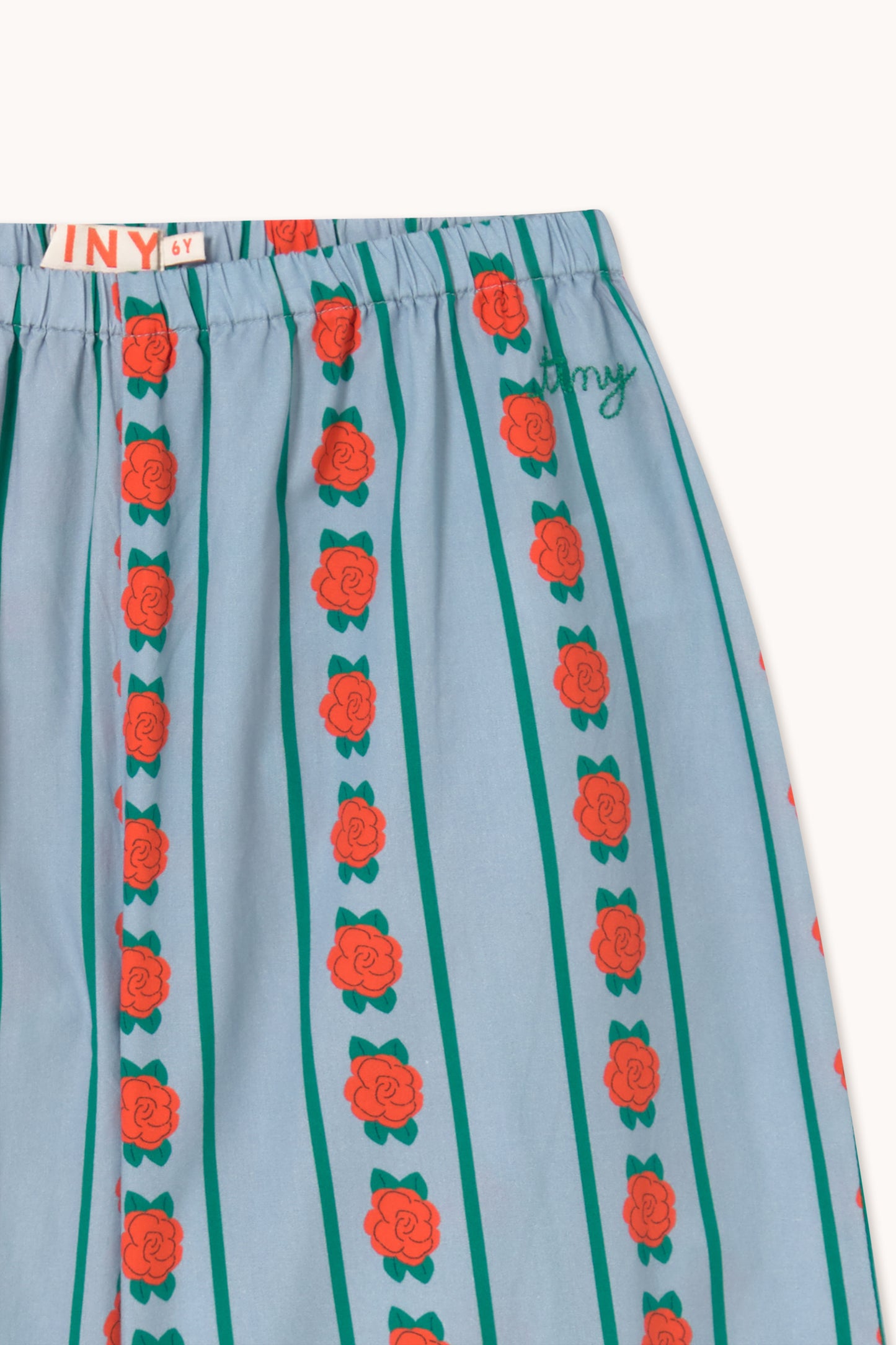 [TINYCOTTONS]Rose Pattern Pant - Washed Blue