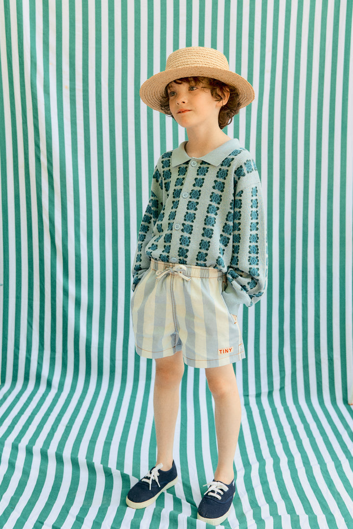 [TINYCOTTONS] Stripes Twill Shorts - Washed Blue