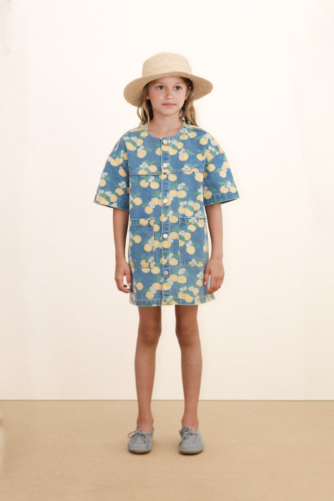 [TINYCOTTONS] Oranges Denim Dress - Light Wash Denim