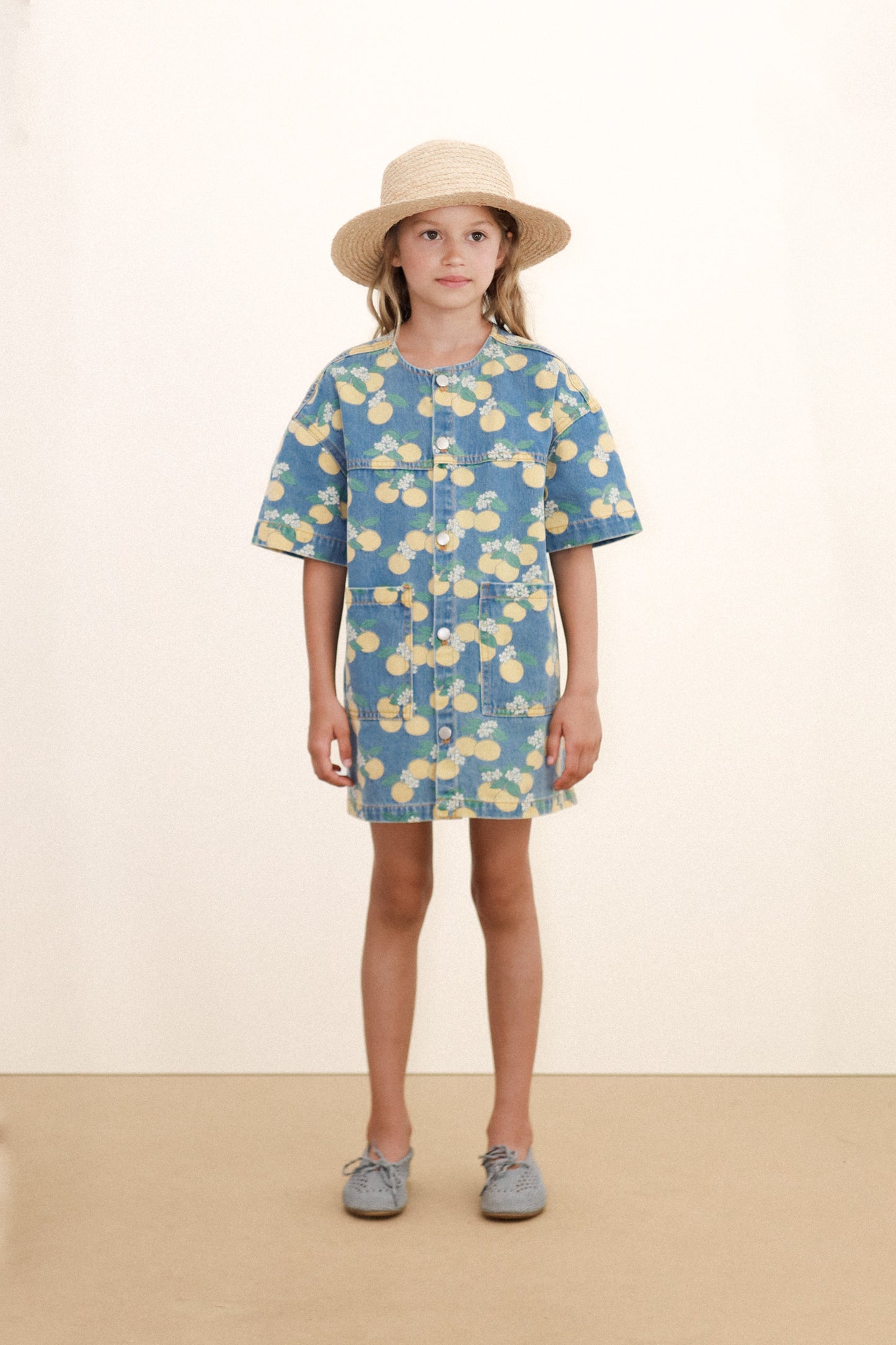 [TINYCOTTONS] Oranges Denim Dress - Light Wash Denim