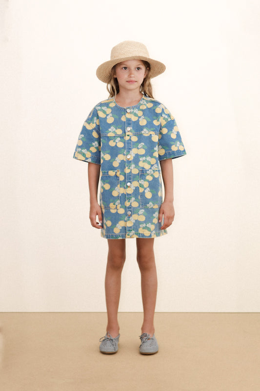 [TINYCOTTONS] Oranges Denim Dress - Light Wash Denim
