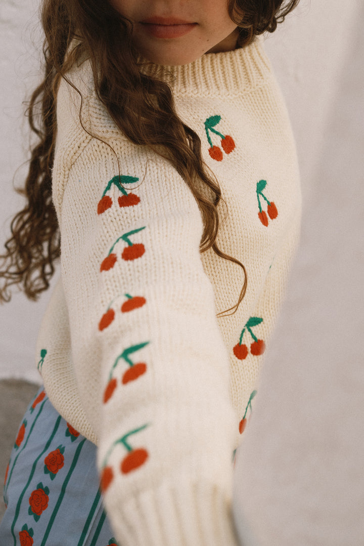 [Tinycottons] Mini Cherries Sweater - Dusty Yellow