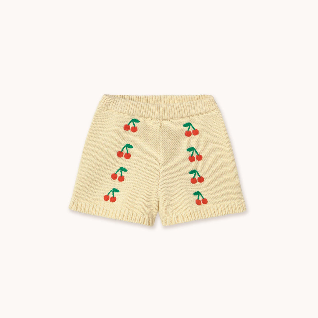 [TINYCOTTONS] Mini Cherries Knitted Woven Shorts - Dusty Yellow