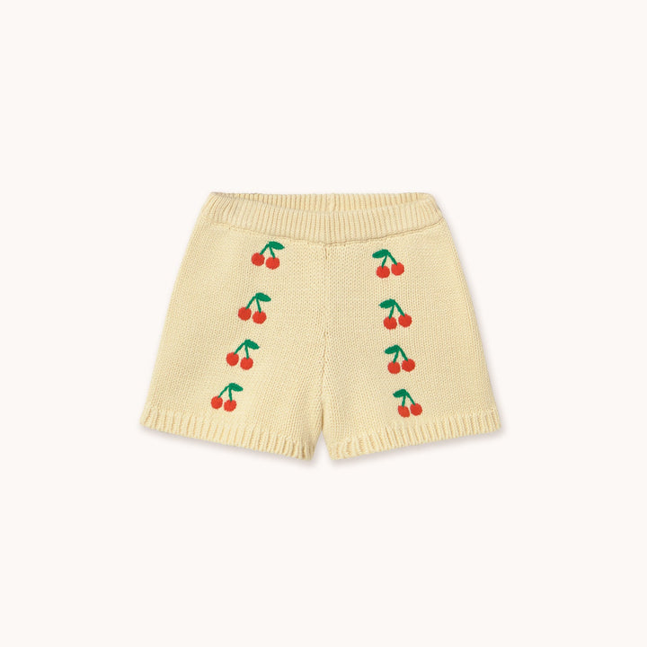 [TINYCOTTONS] Mini Cherries Knitted Woven Shorts - Dusty Yellow