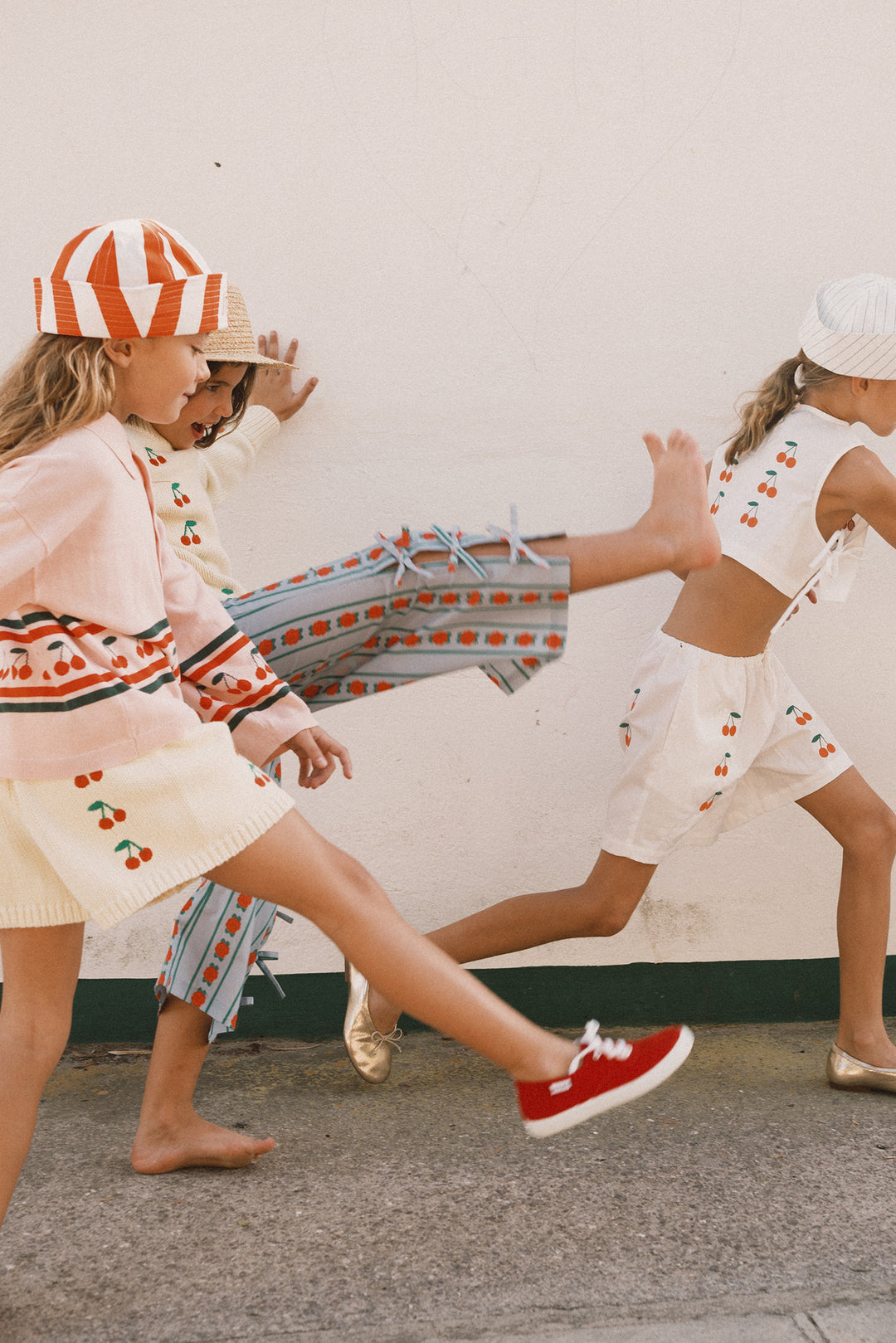 [TINYCOTTONS] Mini Cherries Knitted Woven Shorts - Dusty Yellow