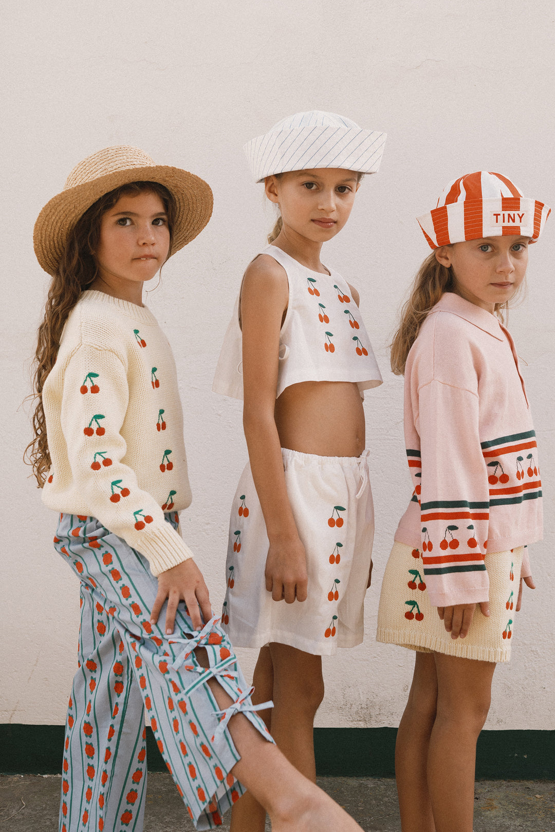 [TINYCOTTONS] Mini Cherries Knitted Woven Shorts - Dusty Yellow