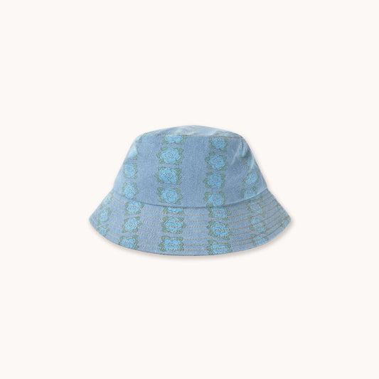 [TINYCOTTONS]Blue Flowers Bucket Hat - Light Wash Denim