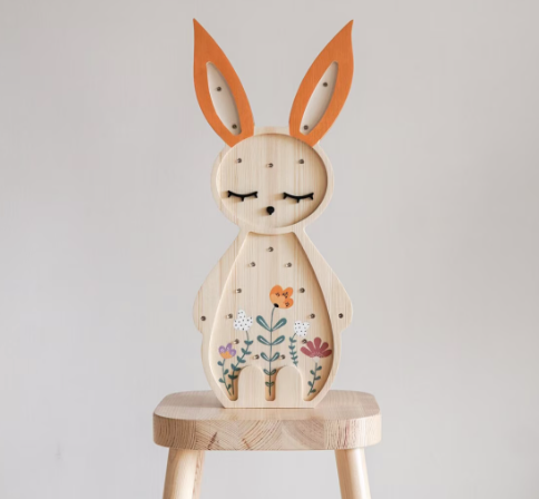 [r o o m G A G A ] Wooden Bunny Lamp - Spring Edition