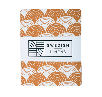 [Swedish linens] Rainbow fitted sheet - Cinamon Brown