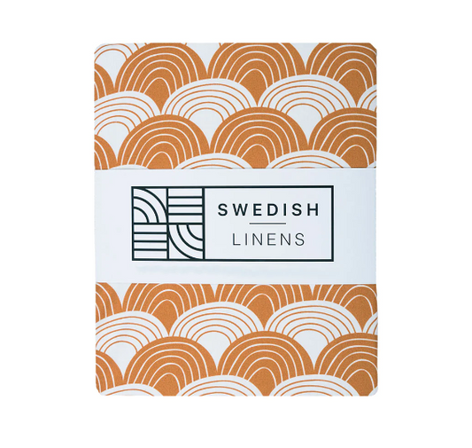 [Swedish linens] Rainbow fitted sheet - Cinamon Brown