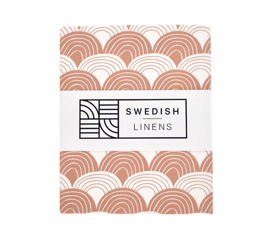 [Swedish linens] Rainbow Pillowcase - Terracotta pink