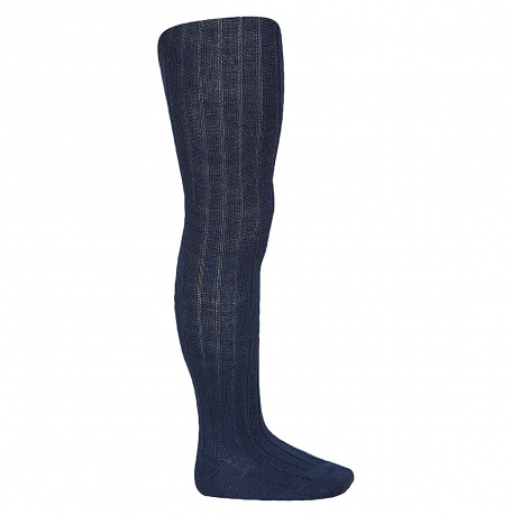 [Condor] Merino Wool - Blend Rib Tights - [948 Navy Blue]