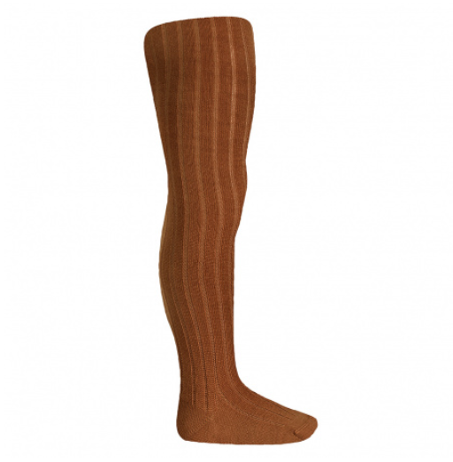 [Condor] Merino Wool - Blend Rib Tights - [938 Chocolate]