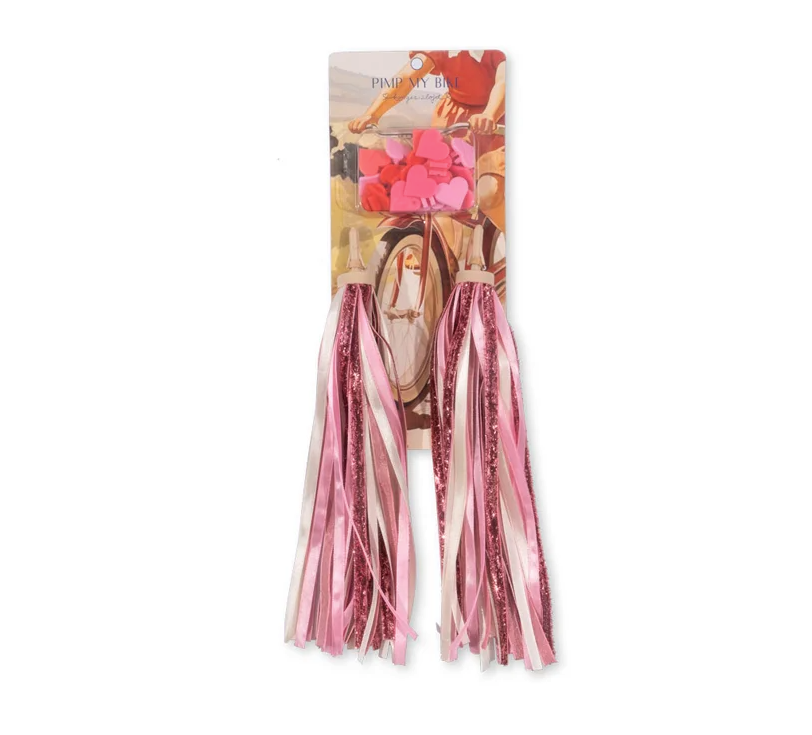 [Konges Slojd] Bicycle Streamers And Beads - Pink Glitter