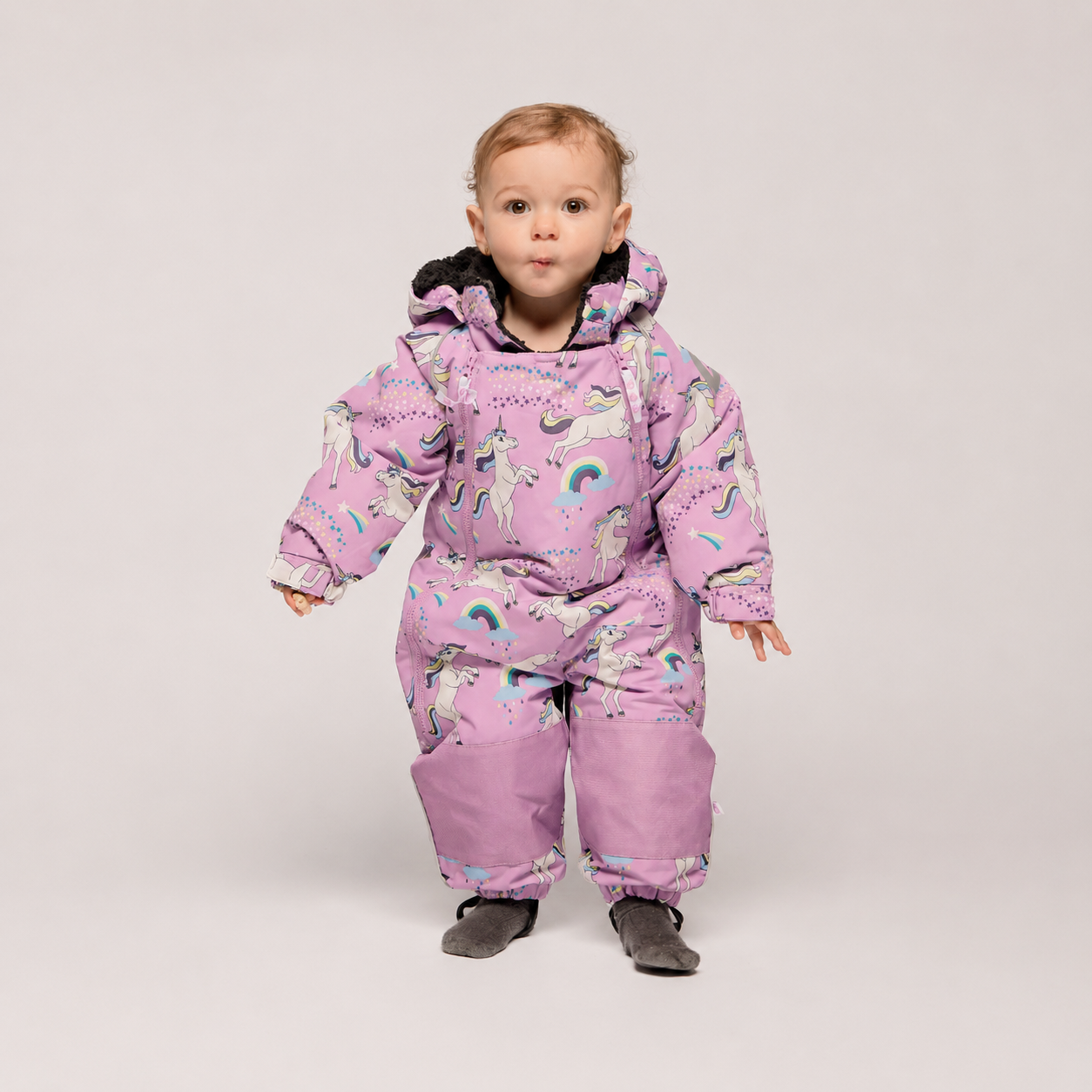 [Smafolk] Snowsuit For Toddlers With Unicorns - Sweet Lilac