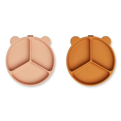 [Liewood] Stacy Divider Suction Plate 2-Pack - Mustard / Tuscany Rose