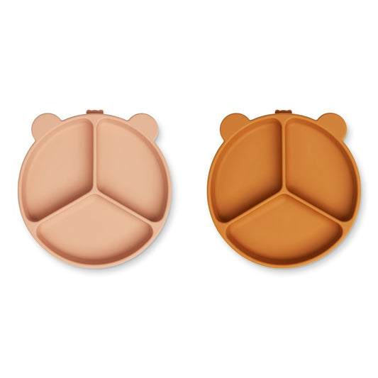 [Liewood] Stacy Divider Suction Plate 2-Pack - Mustard / Tuscany Rose