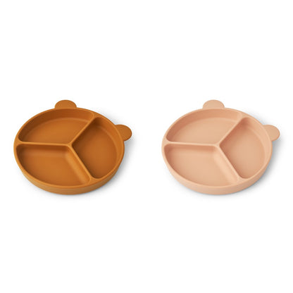 [Liewood] Stacy Divider Suction Plate 2-Pack - Mustard / Tuscany Rose