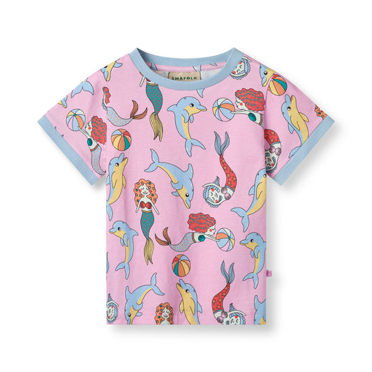 [Smafolk] T-shirt With Mermaids And Dolphins - Pink Lavender