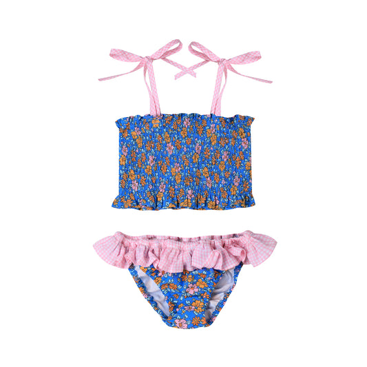 [Kidsagogo] Teeny Bikini Beach Set Florale - Iris Blue