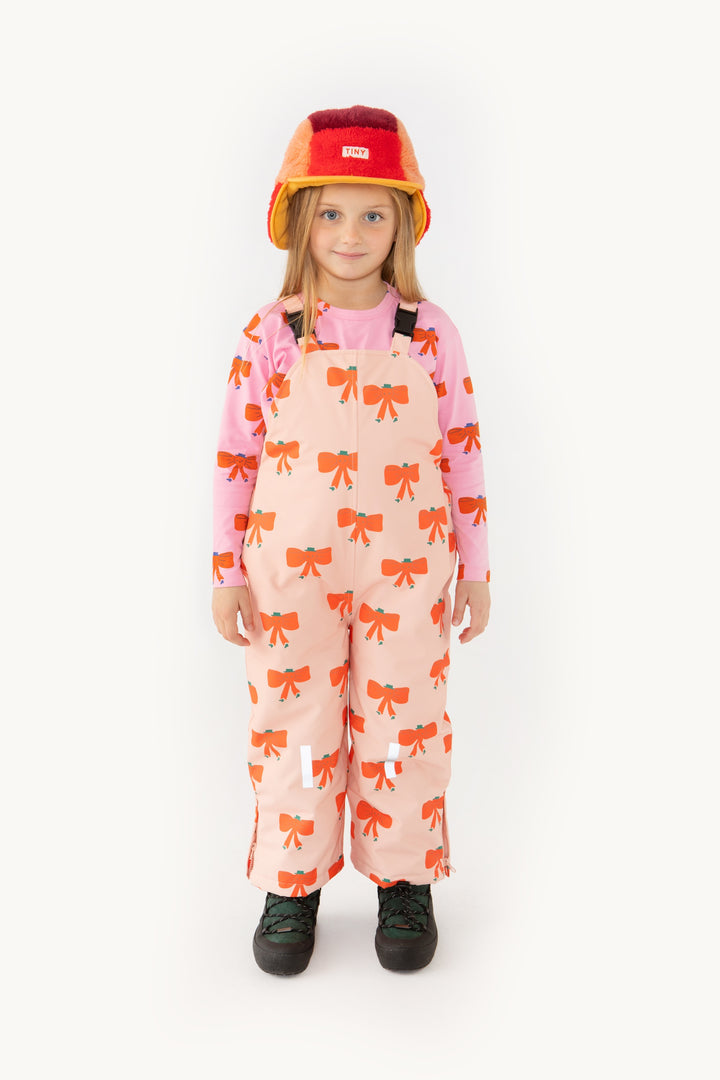 [TINY COTTONS] Tiny Bow Snow Dungarees- Peach