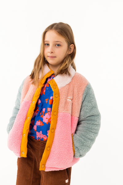 [TINYCOTTONS] Color Block Polar Sherpa Jacket - Wild Rose / Pink