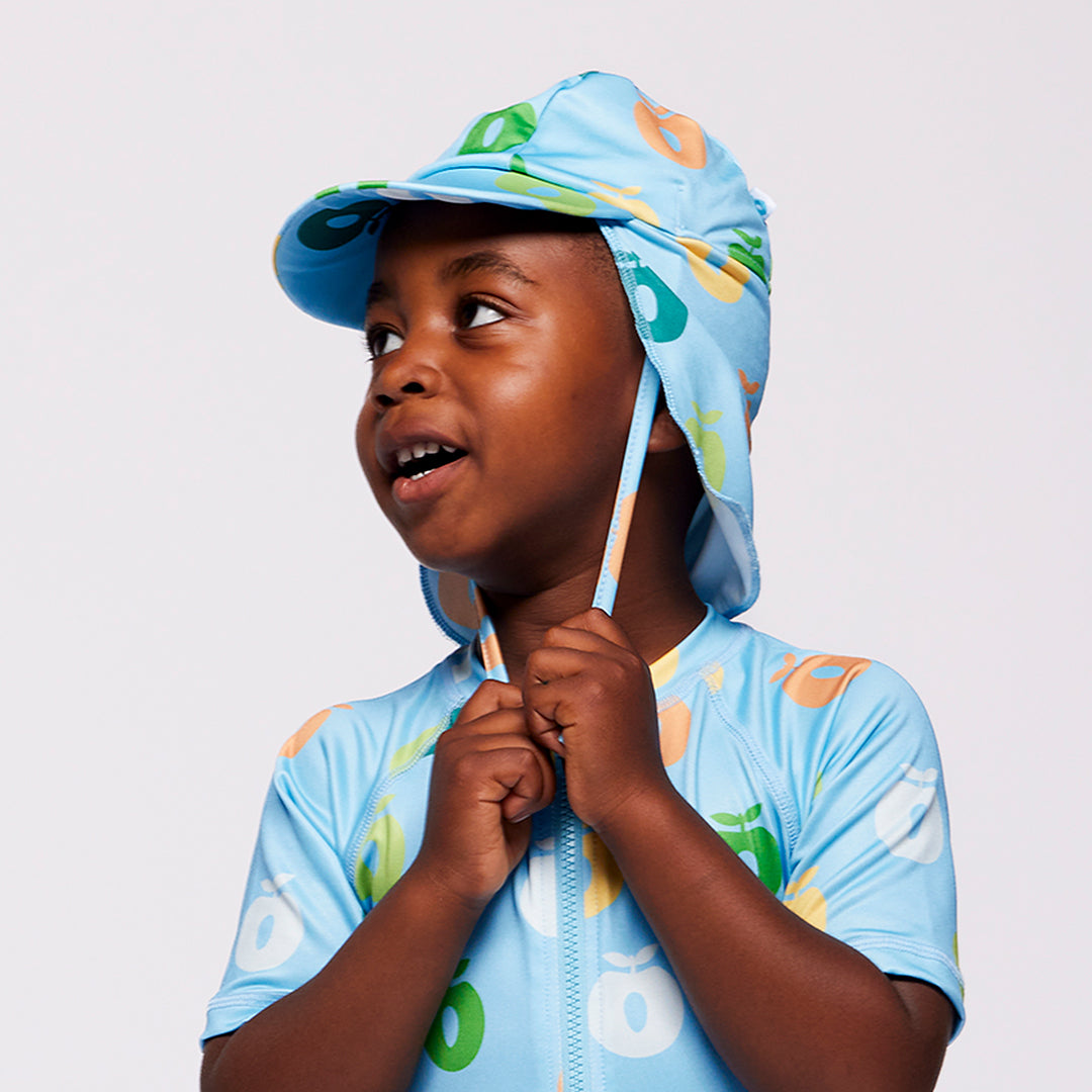 [Smafolk] UV50 Sun Hat With  Apple - Pool Blue